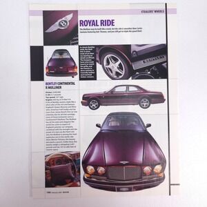Vintage Bentley Continental R Print Ad Automotive Garage Decor Collector Display